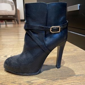 Black Tory Burch leather heel booties